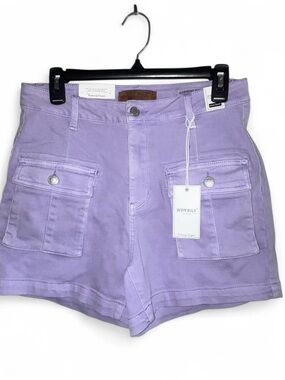 Judy Blue Lavender High-Waist Utility Shorts